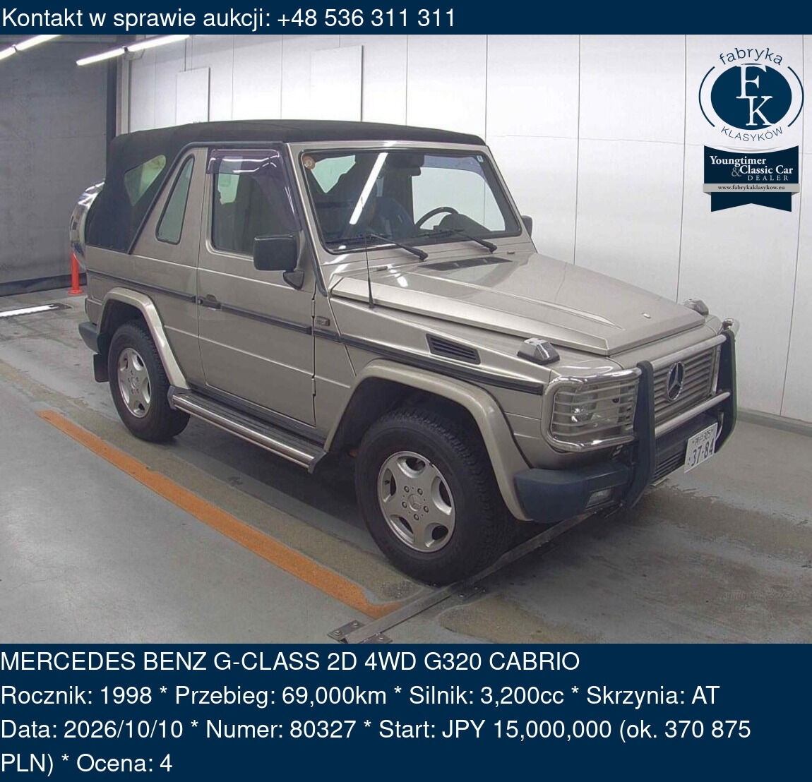 MERCEDES BENZ G-CLASS 2D 4WD G320 CABRIO 1998 - zdjęcie 2