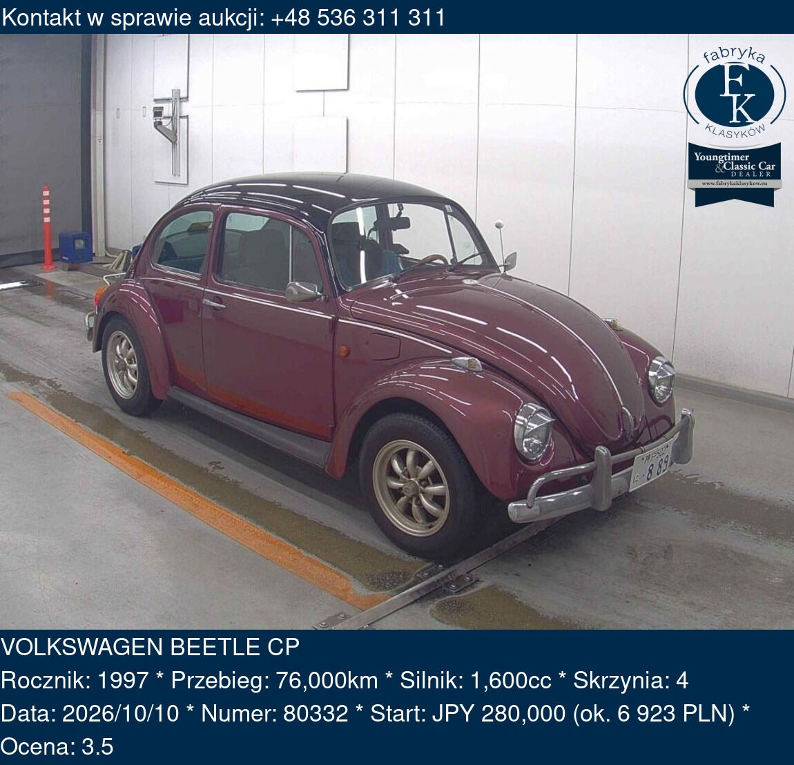 VOLKSWAGEN BEETLE CP 1997 - zdjęcie 2