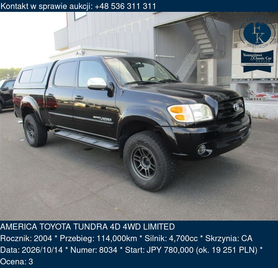 AMERICA TOYOTA TUNDRA 4D 4WD LIMITED 2004 - zdjęcie 2