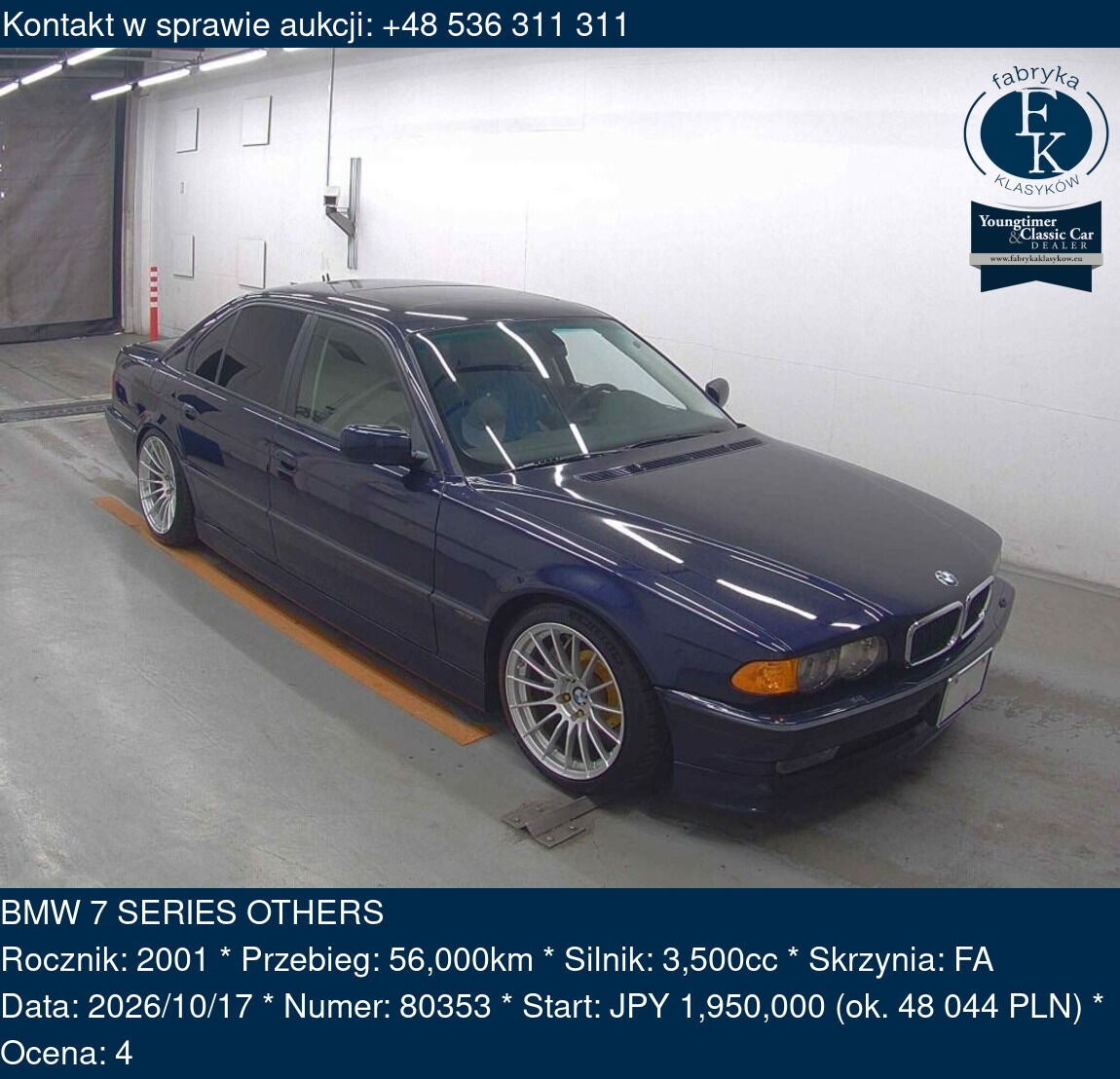 BMW 7 SERIES OTHERS 2001 - zdjęcie 2