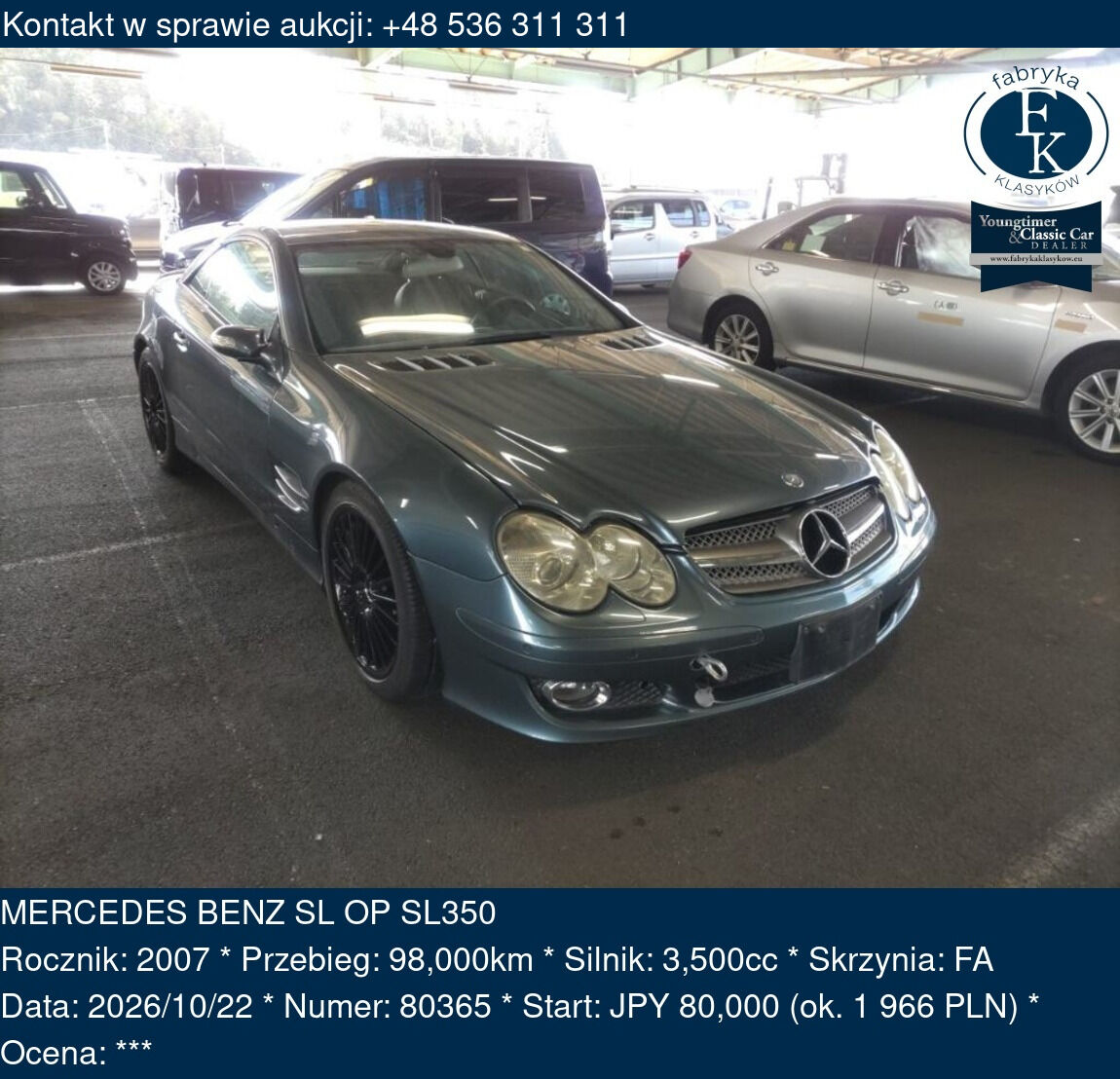 MERCEDES BENZ SL OP SL350 2007 - zdjęcie 2