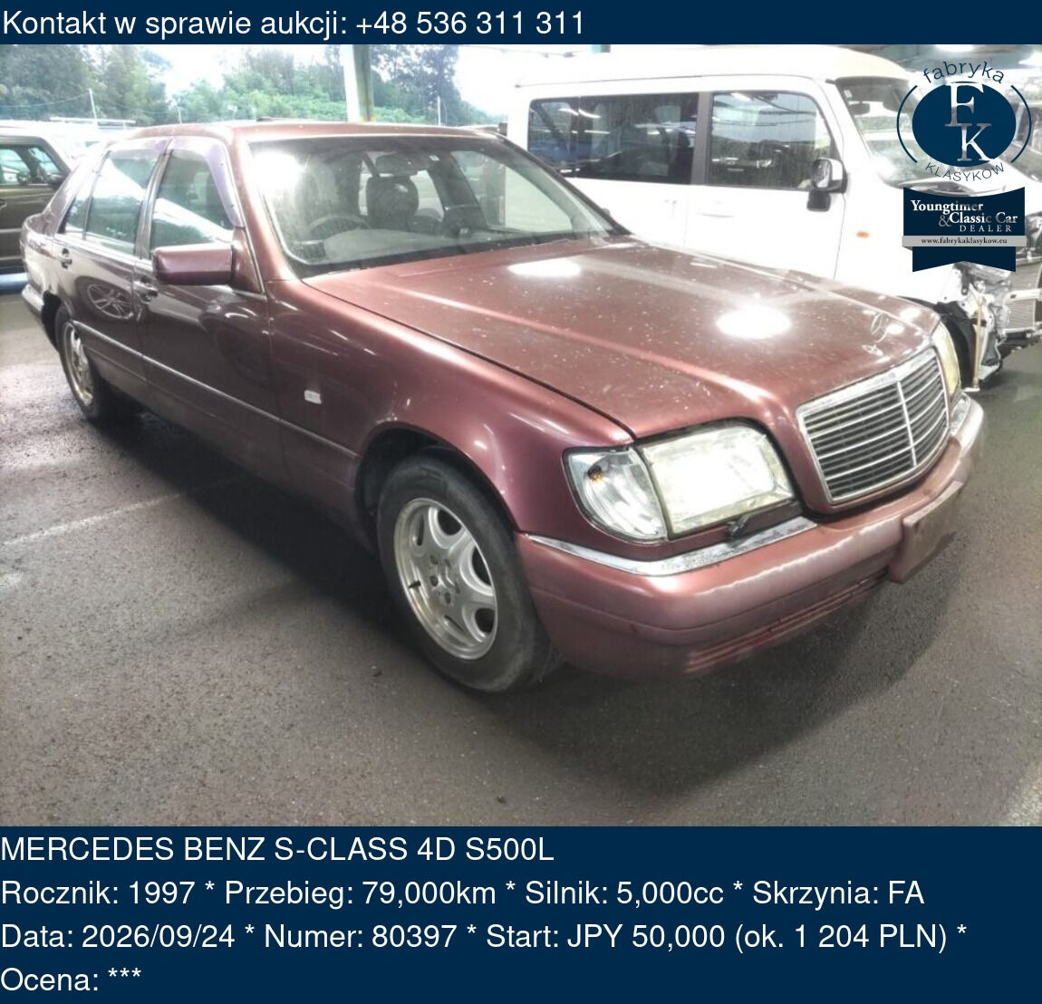 MERCEDES BENZ S-CLASS 4D S500L 1997 - zdjęcie 2