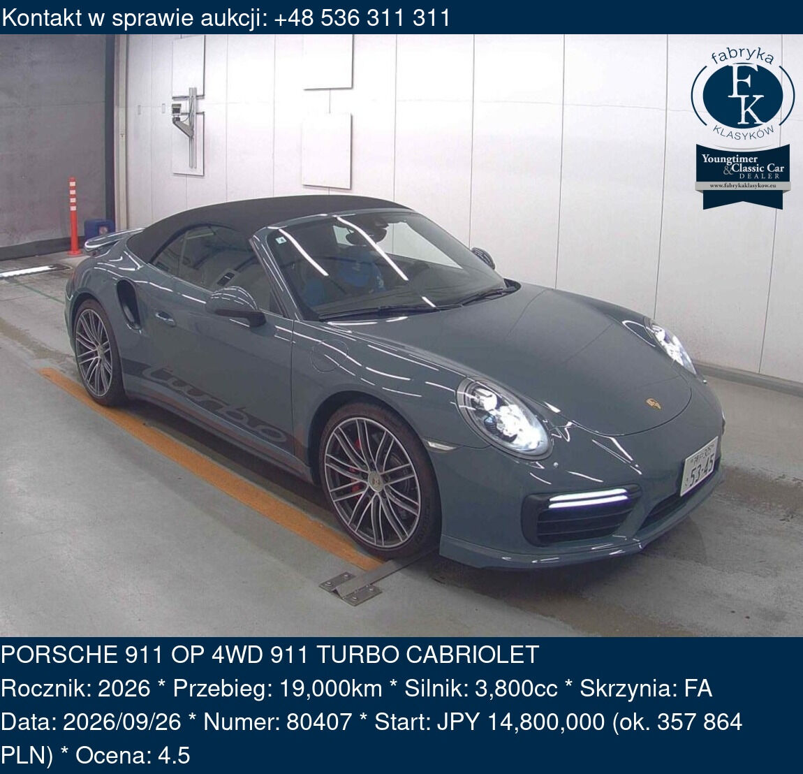 PORSCHE 911 OP 4WD 911 TURBO CABRIOLET 2026 - zdjęcie 2