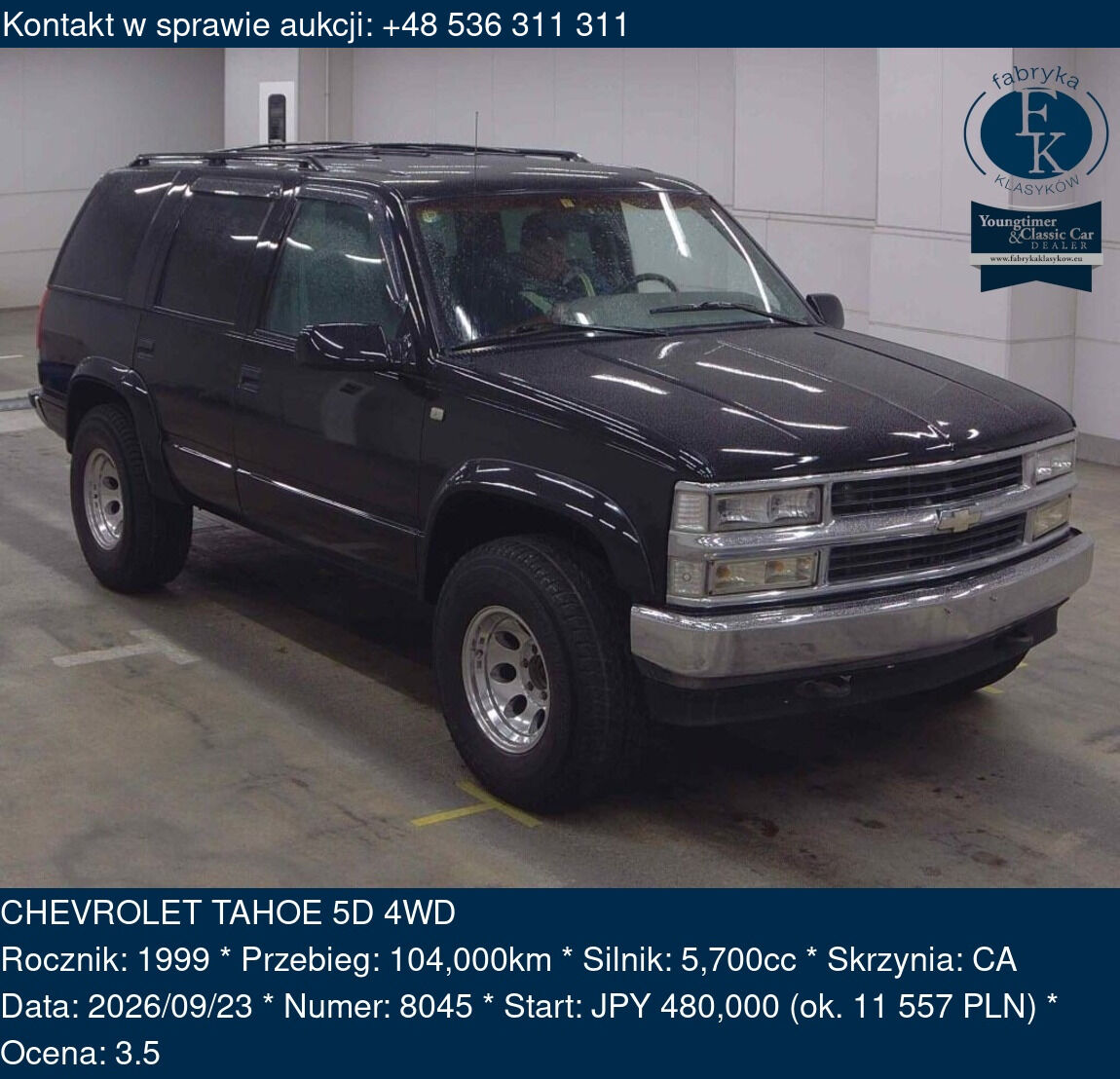 CHEVROLET TAHOE 5D 4WD 1999 - zdjęcie 2