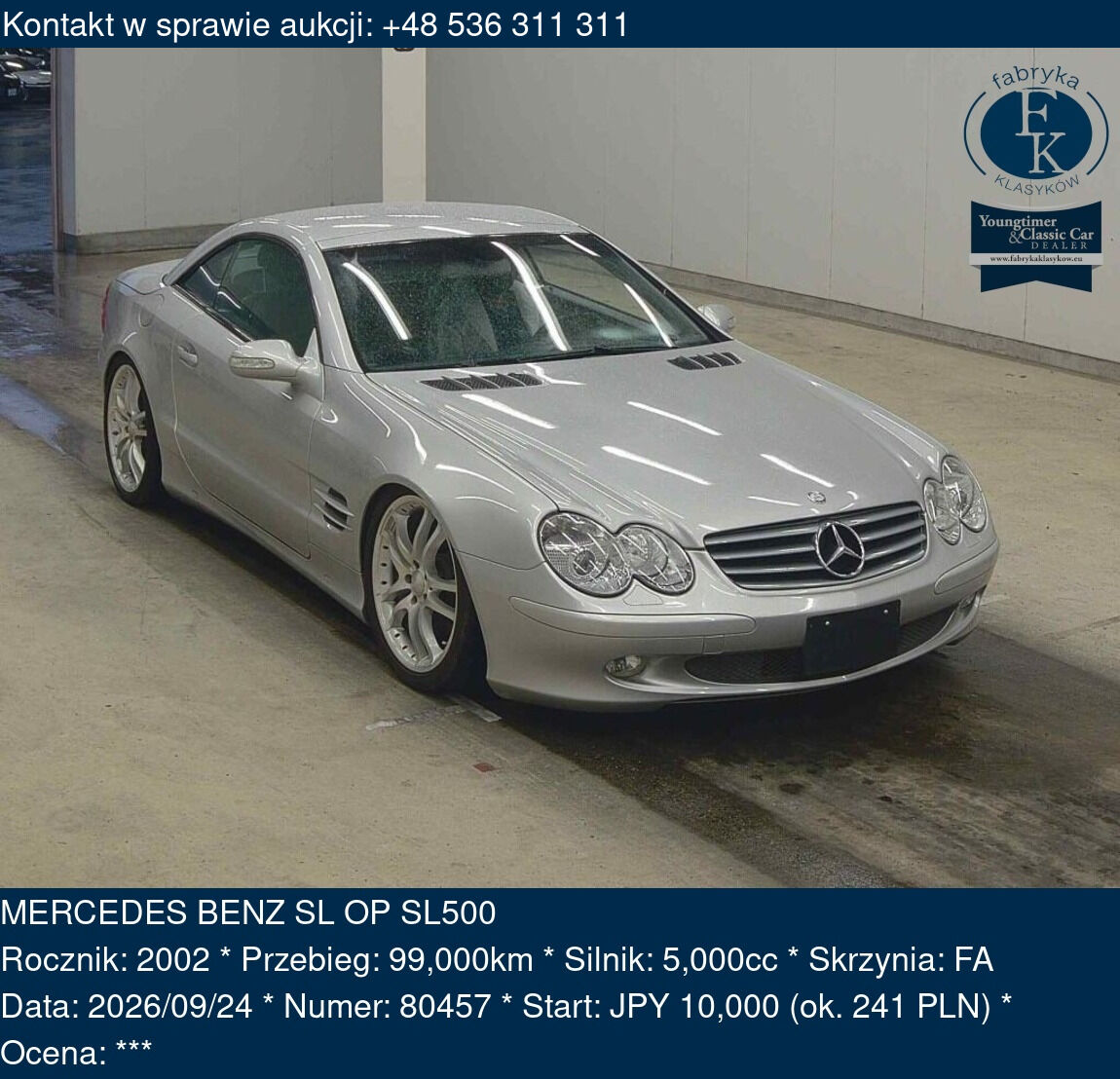 MERCEDES BENZ SL OP SL500 2002 - zdjęcie 2