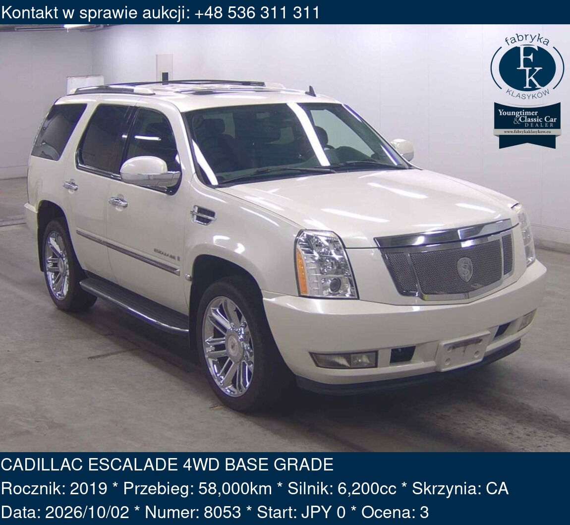 CADILLAC ESCALADE 4WD BASE GRADE 2019 - zdjęcie 2