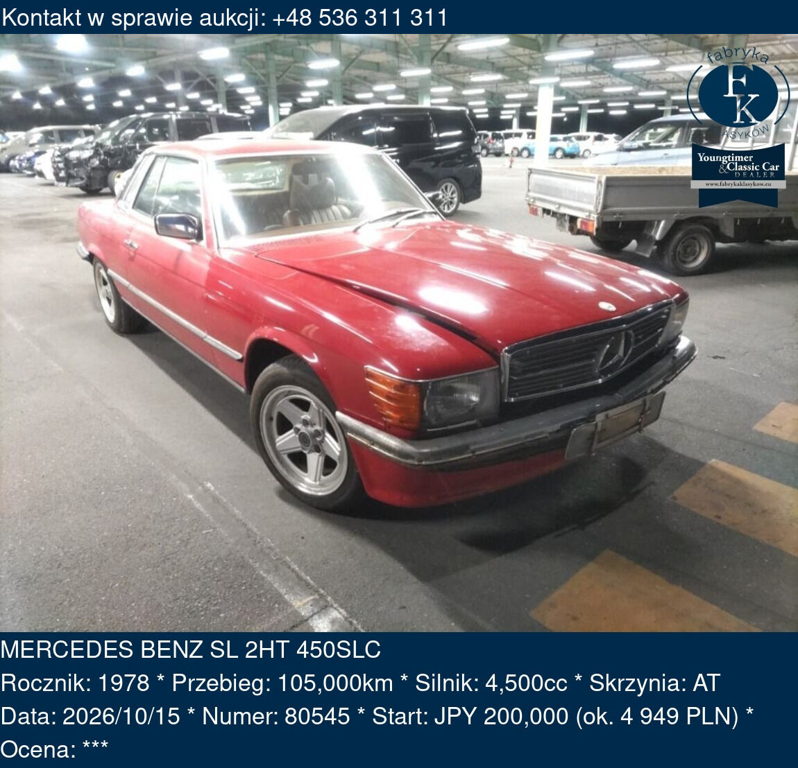 MERCEDES BENZ SL 2HT 450SLC 1978 - zdjęcie 2