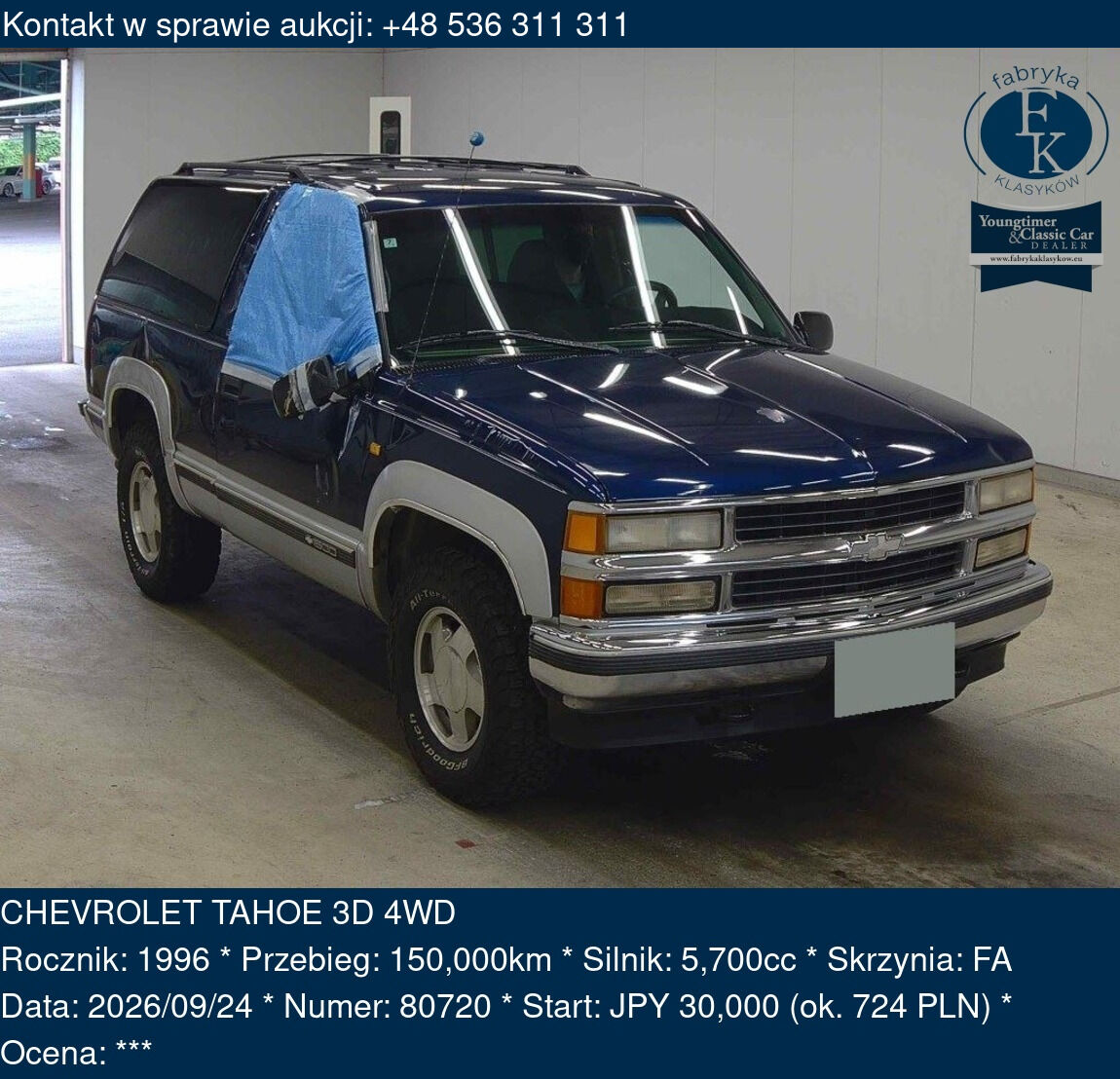 CHEVROLET TAHOE 3D 4WD 1996 - zdjęcie 2
