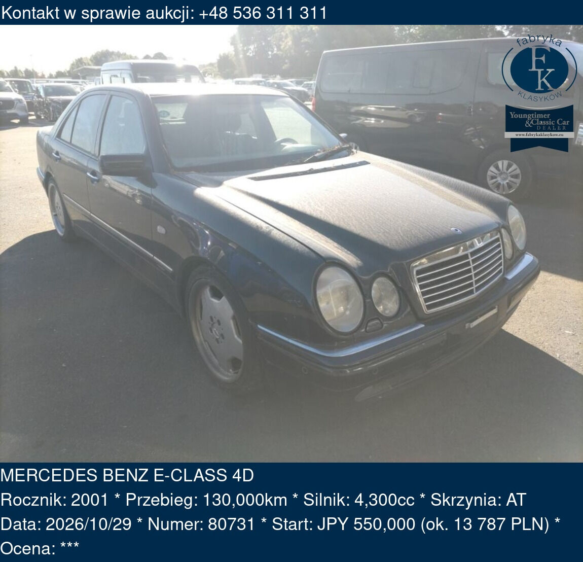 MERCEDES BENZ E-CLASS 4D 2001 - zdjęcie 2