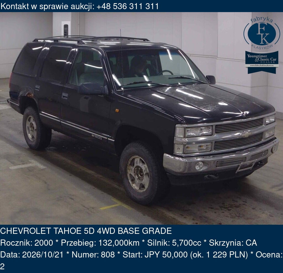 CHEVROLET TAHOE 5D 4WD BASE GRADE 2000 - zdjęcie 2