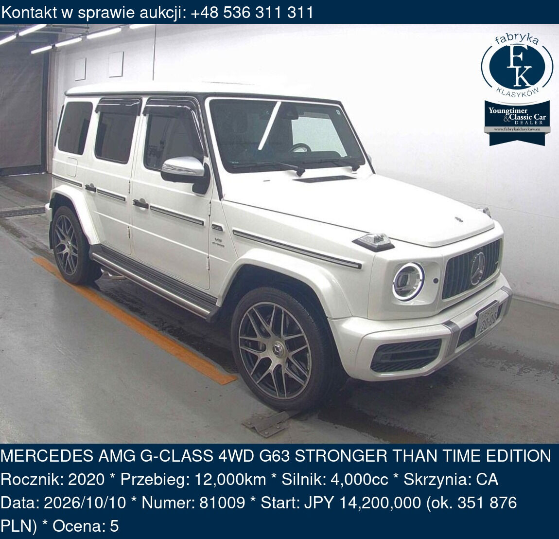 MERCEDES AMG G-CLASS 4WD G63 STRONGER THAN TIME EDITION 2020 - zdjęcie 2