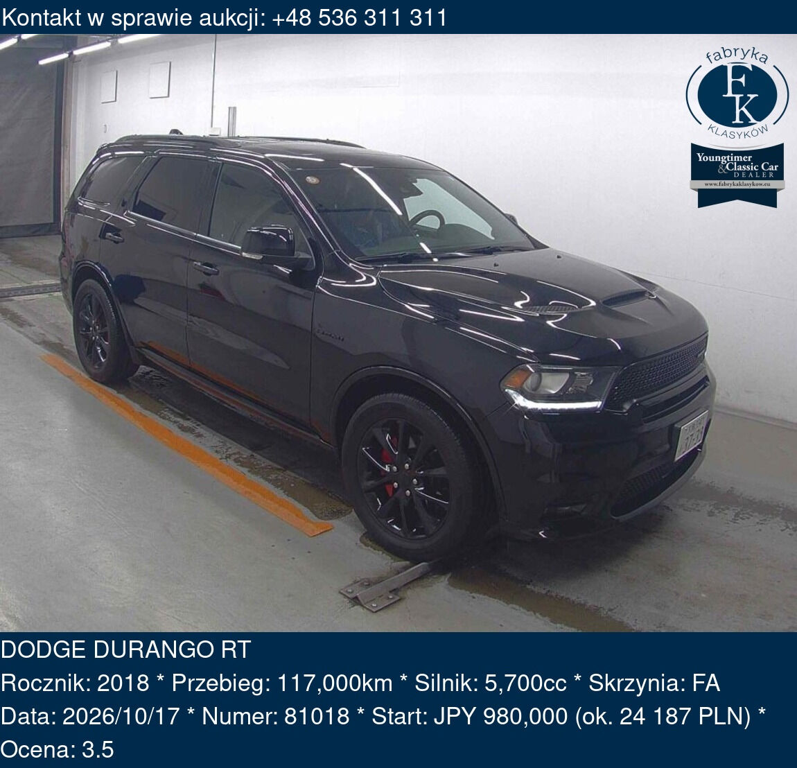 DODGE DURANGO RT 2018 - zdjęcie 2