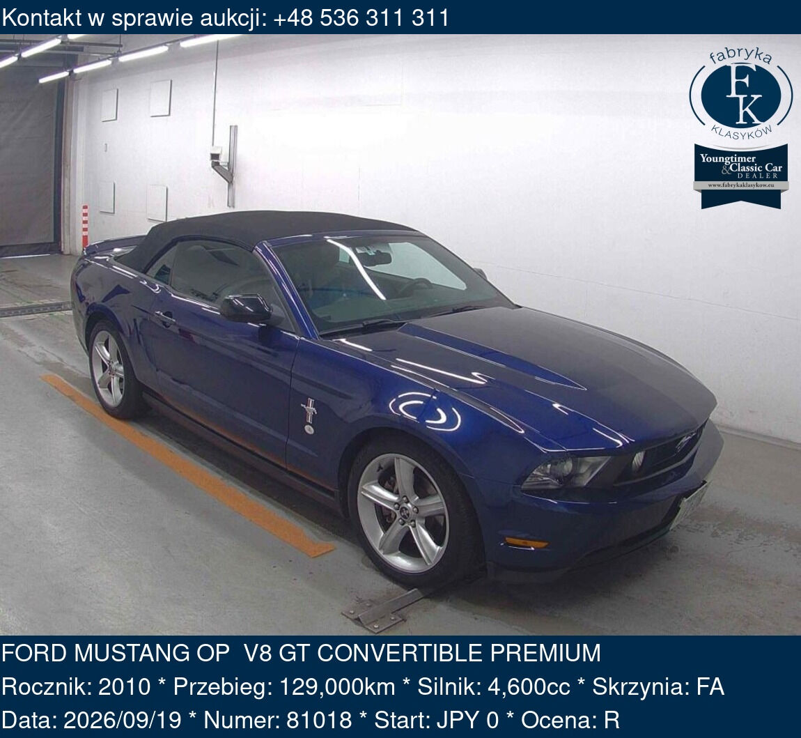 FORD MUSTANG OP V8 GT CONVERTIBLE PREMIUM 2010 - zdjęcie 2