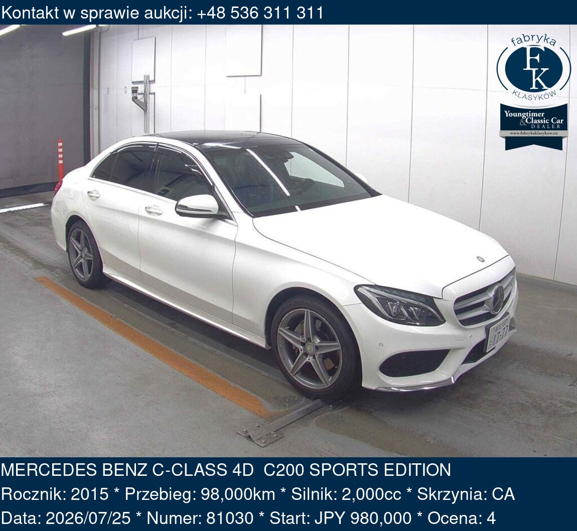 MERCEDES BENZ C-CLASS 4D  C200 SPORTS EDITION