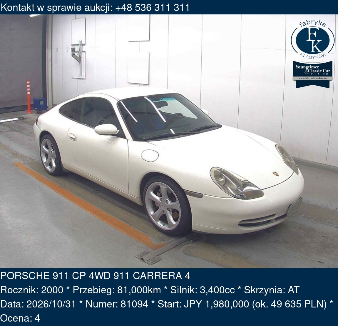PORSCHE 911 CP 4WD 911 CARRERA 4 2000 - zdjęcie 2