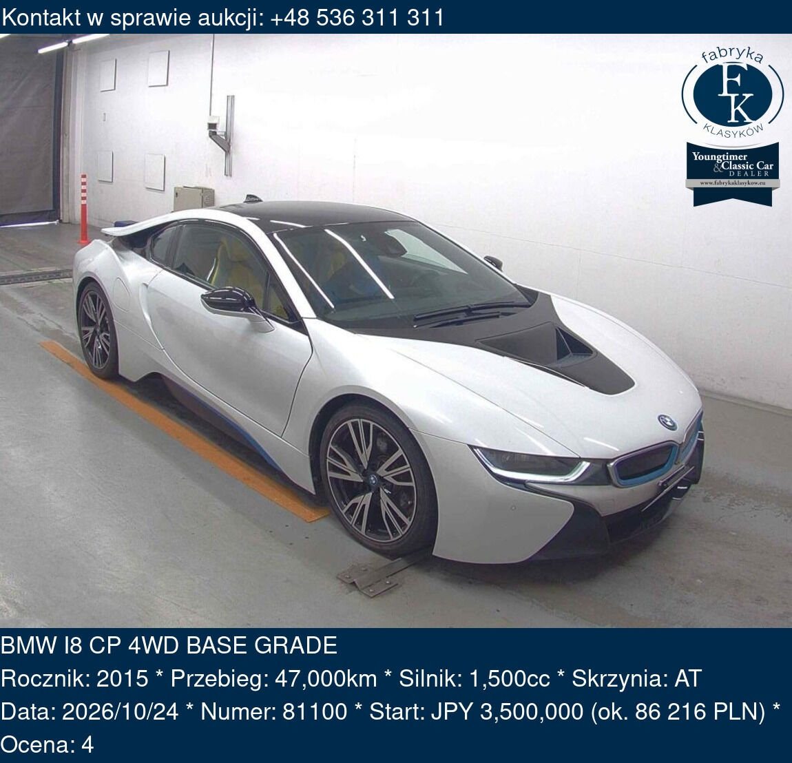 BMW I8 CP 4WD BASE GRADE 2015 - zdjęcie 2
