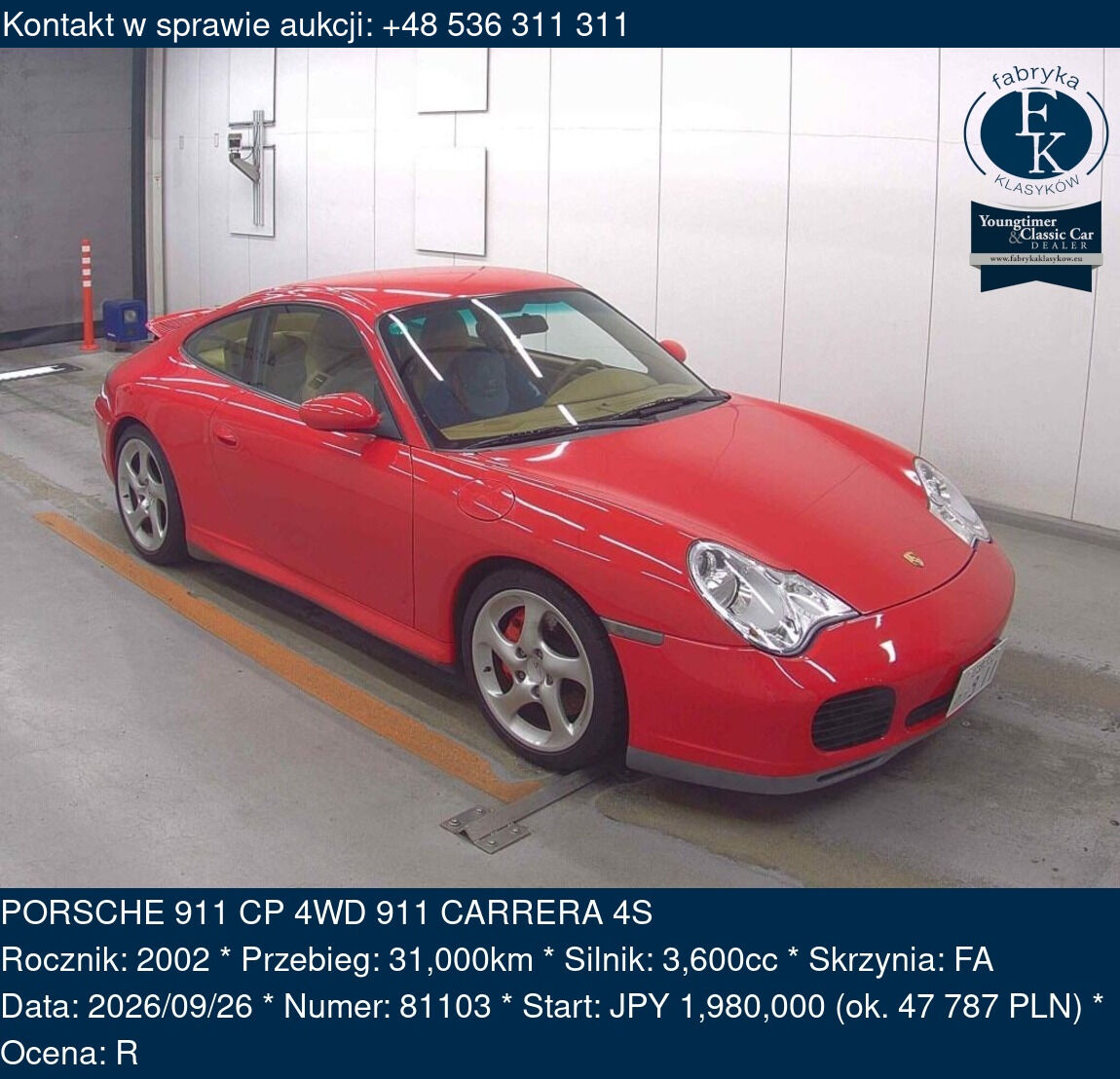 PORSCHE 911 CP 4WD 911 CARRERA 4S 2002 - zdjęcie 2