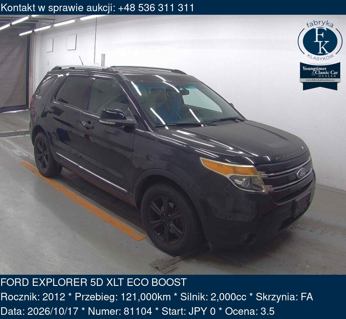 FORD EXPLORER 5D XLT ECO BOOST 2012 - zdjęcie 2