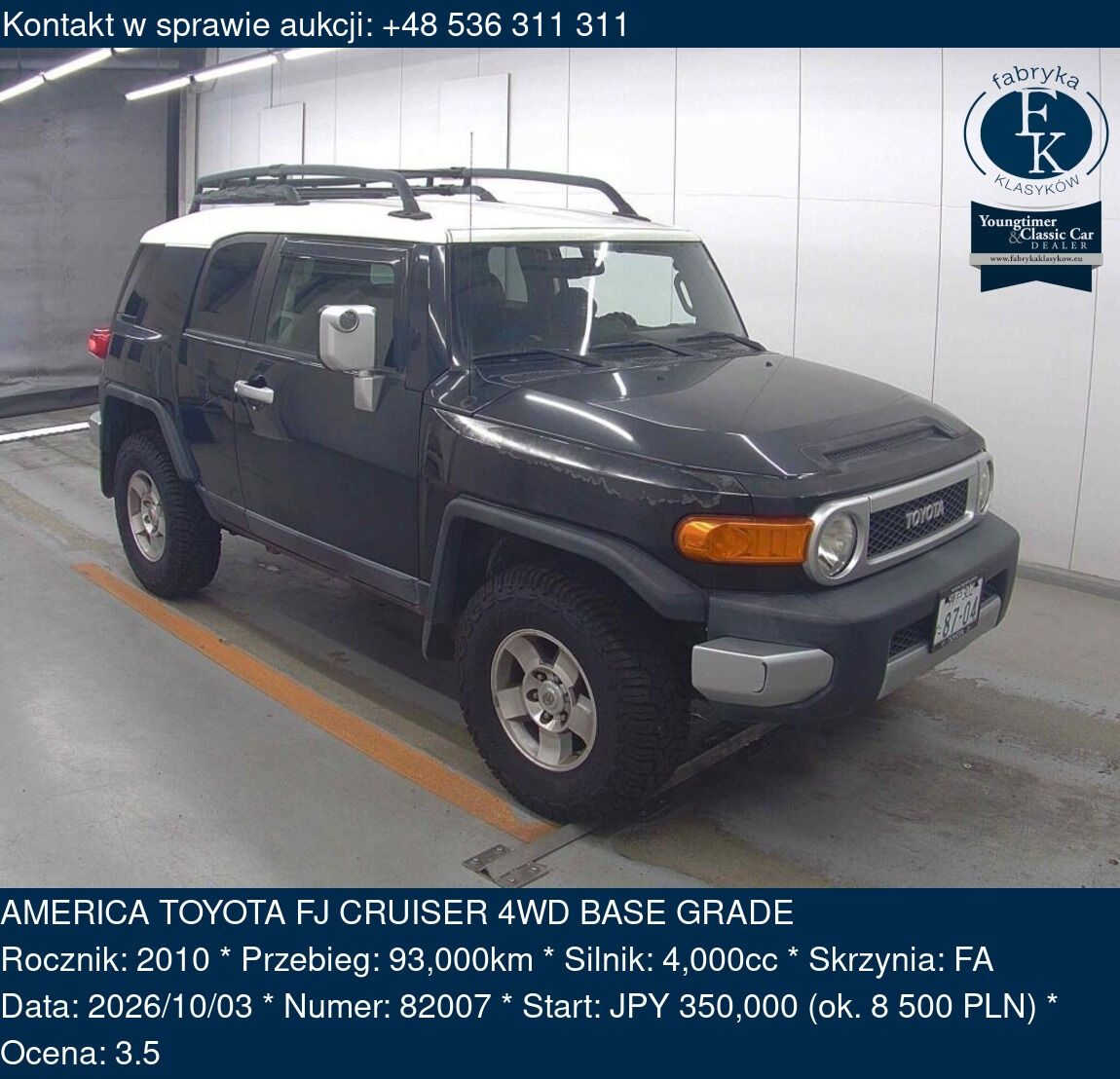 AMERICA TOYOTA FJ CRUISER 4WD BASE GRADE 2010 - zdjęcie 2