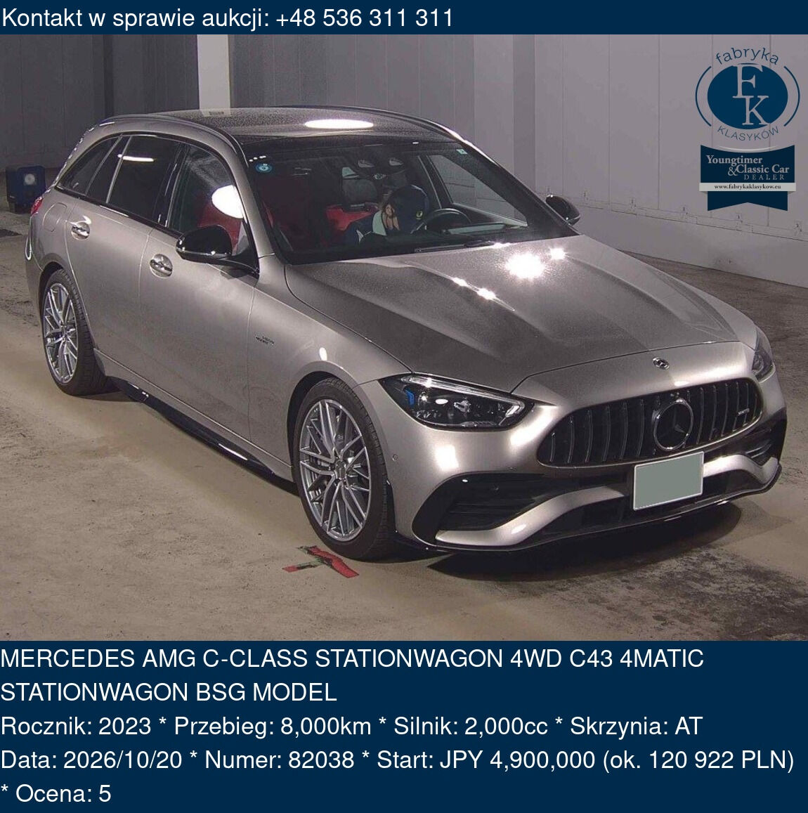 MERCEDES AMG C-CLASS STATIONWAGON 4WD C43 4MATIC STATIONWAGON BSG MODEL 2023 - zdjęcie 2