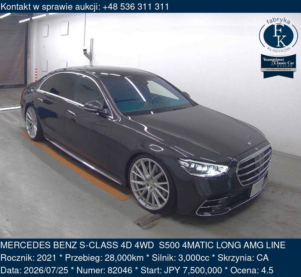 MERCEDES BENZ S-CLASS 4D 4WD  S500 4MATIC LONG AMG LINE