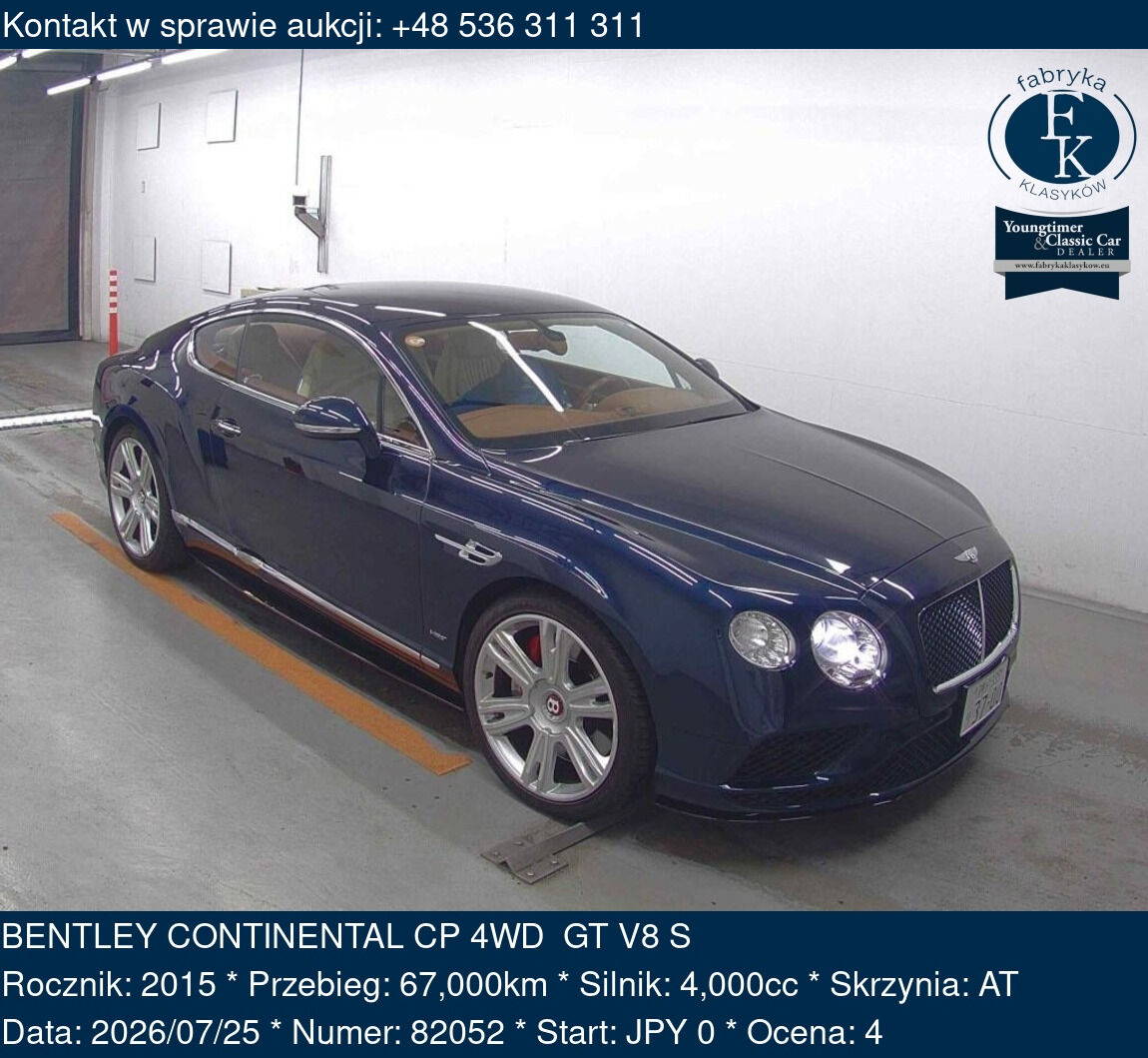 BENTLEY CONTINENTAL CP 4WD GT V8 S