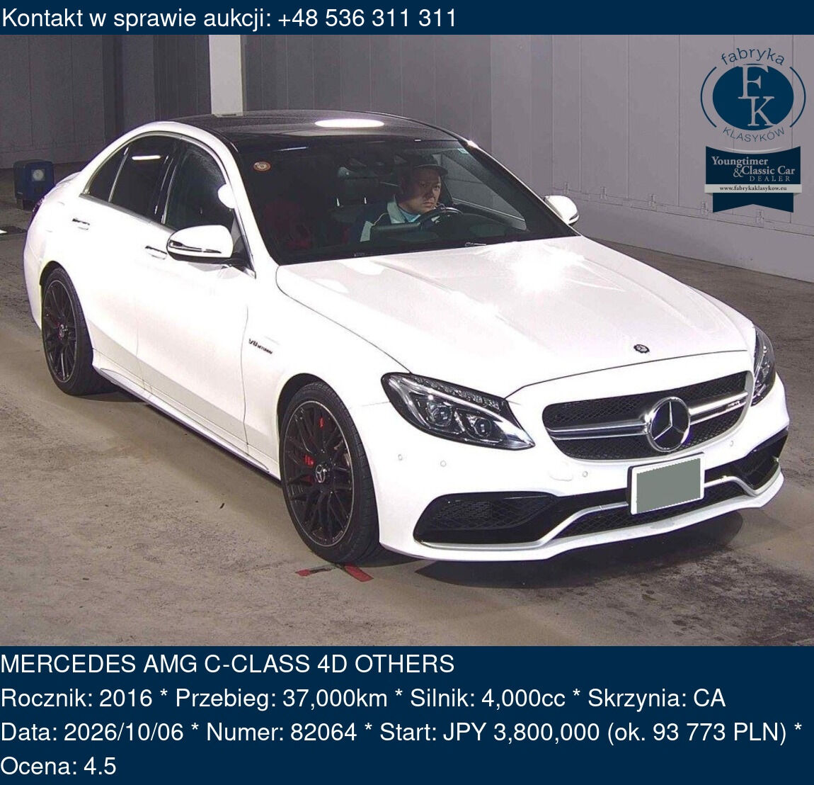 MERCEDES AMG C-CLASS 4D OTHERS 2016 - zdjęcie 2