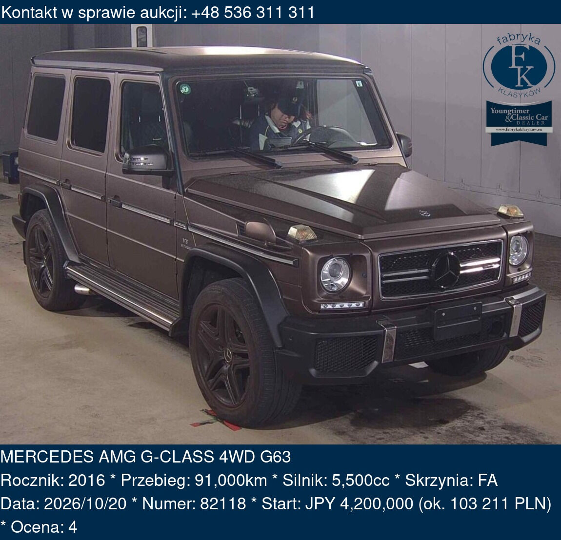 MERCEDES AMG G-CLASS 4WD G63 2016 - zdjęcie 2