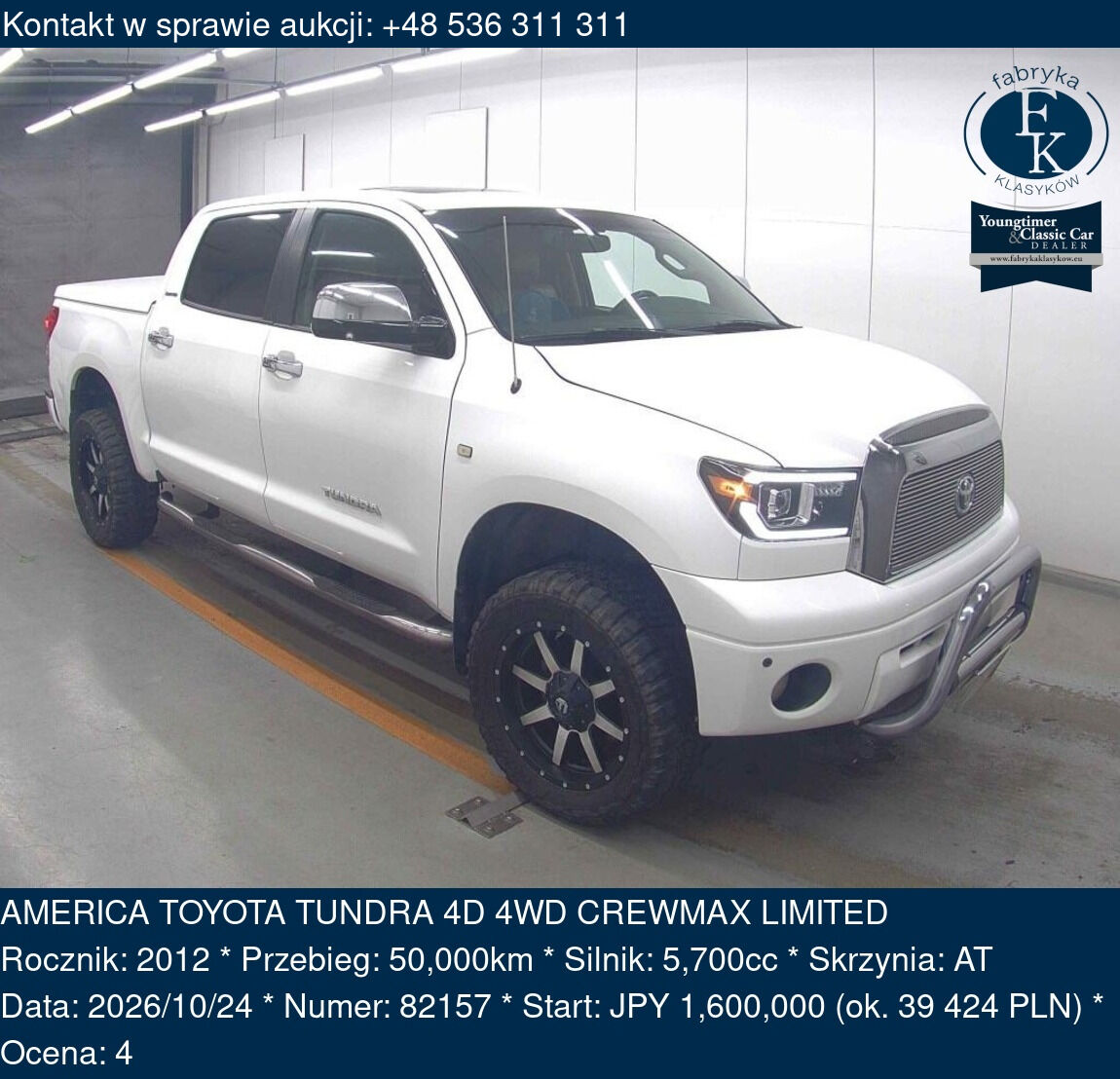 AMERICA TOYOTA TUNDRA 4D 4WD CREWMAX LIMITED 2012 - zdjęcie 2