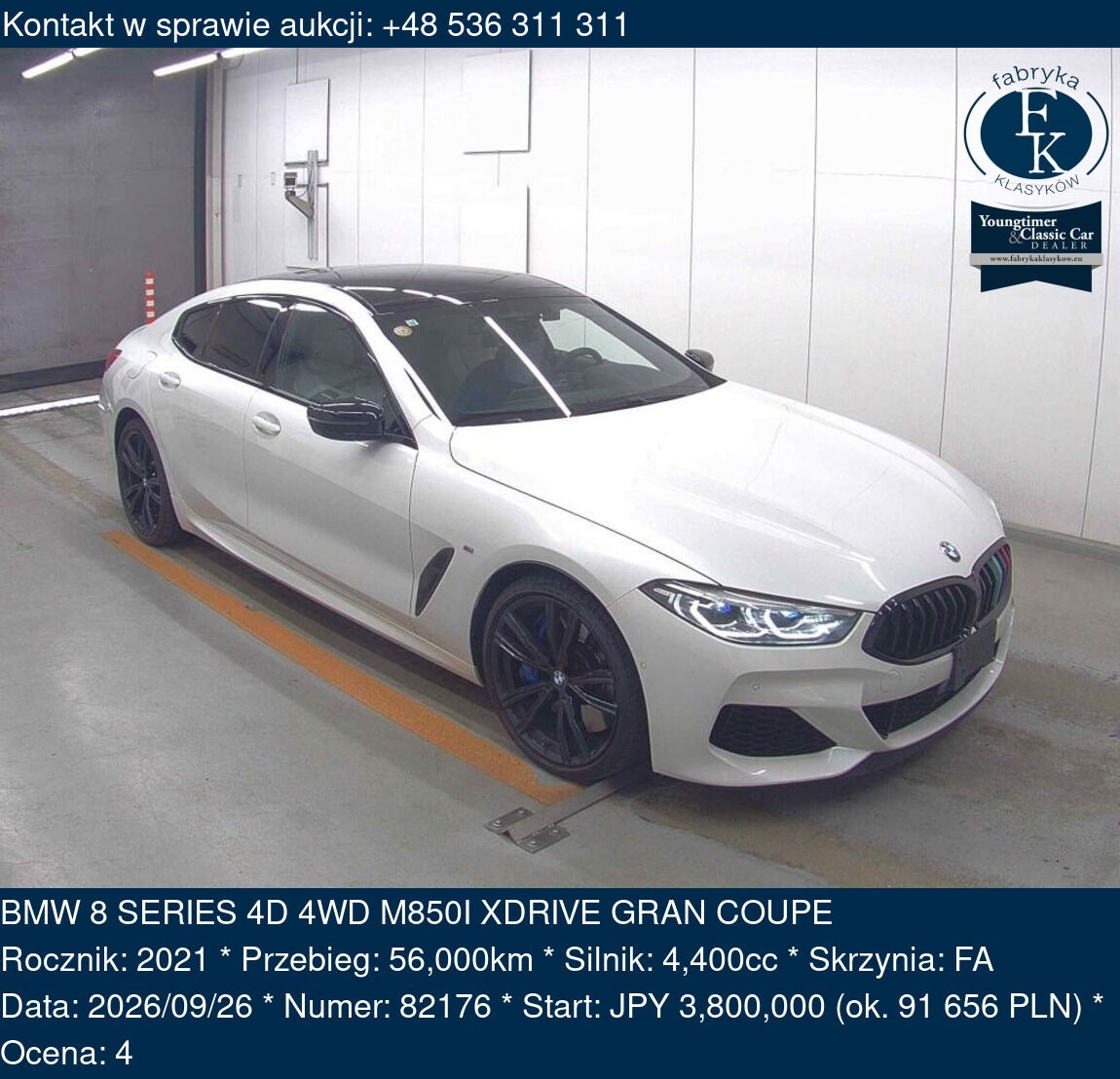 BMW 8 SERIES 4D 4WD M850I XDRIVE GRAN COUPE 2021 - zdjęcie 2