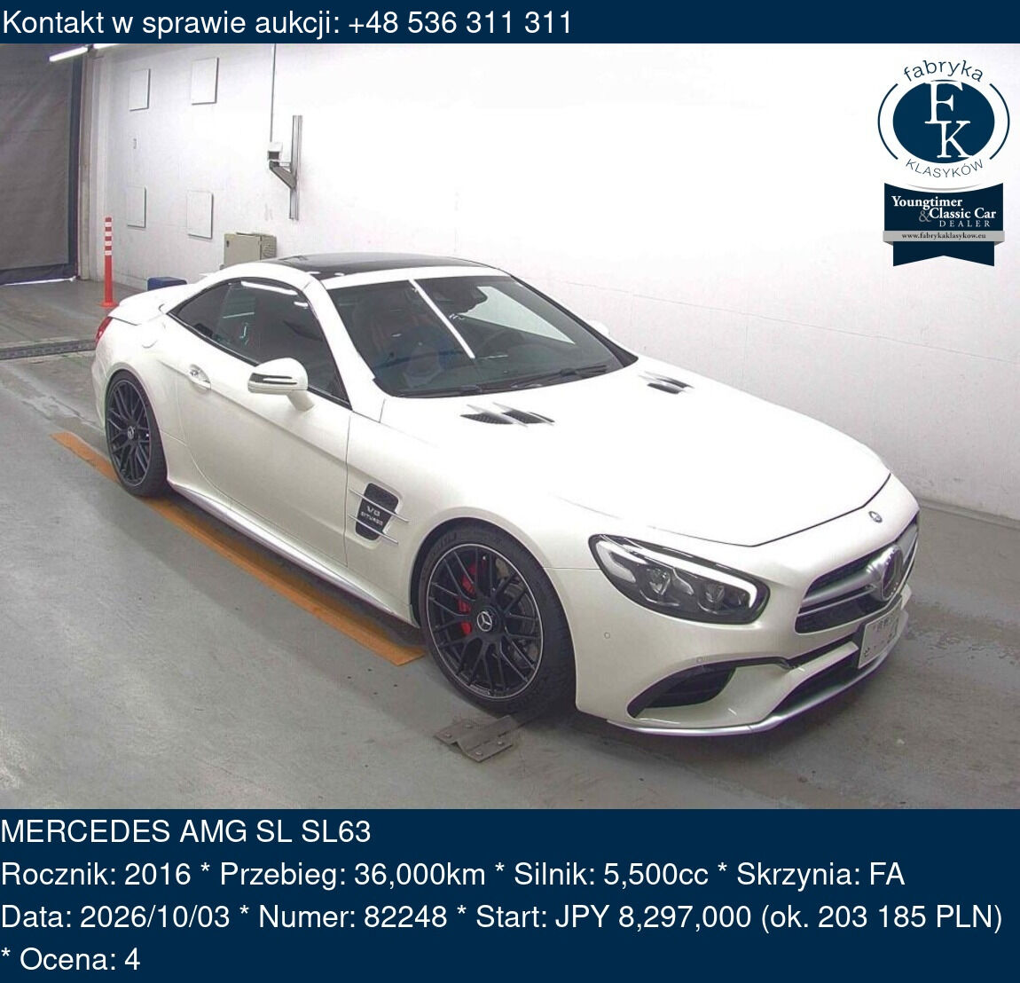 MERCEDES AMG SL SL63 2016 - zdjęcie 2