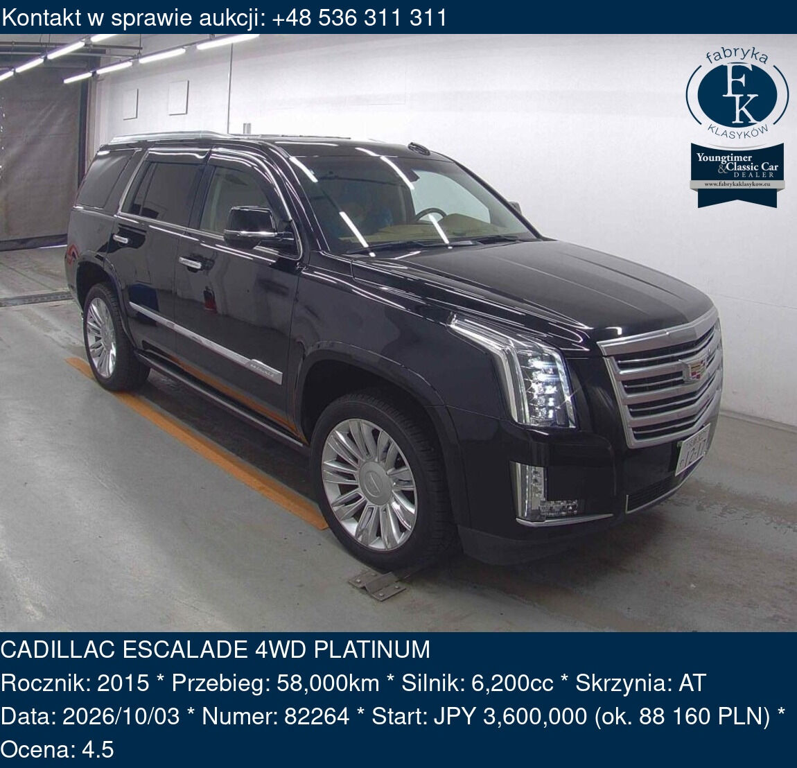 CADILLAC ESCALADE 4WD PLATINUM 2015 - zdjęcie 2