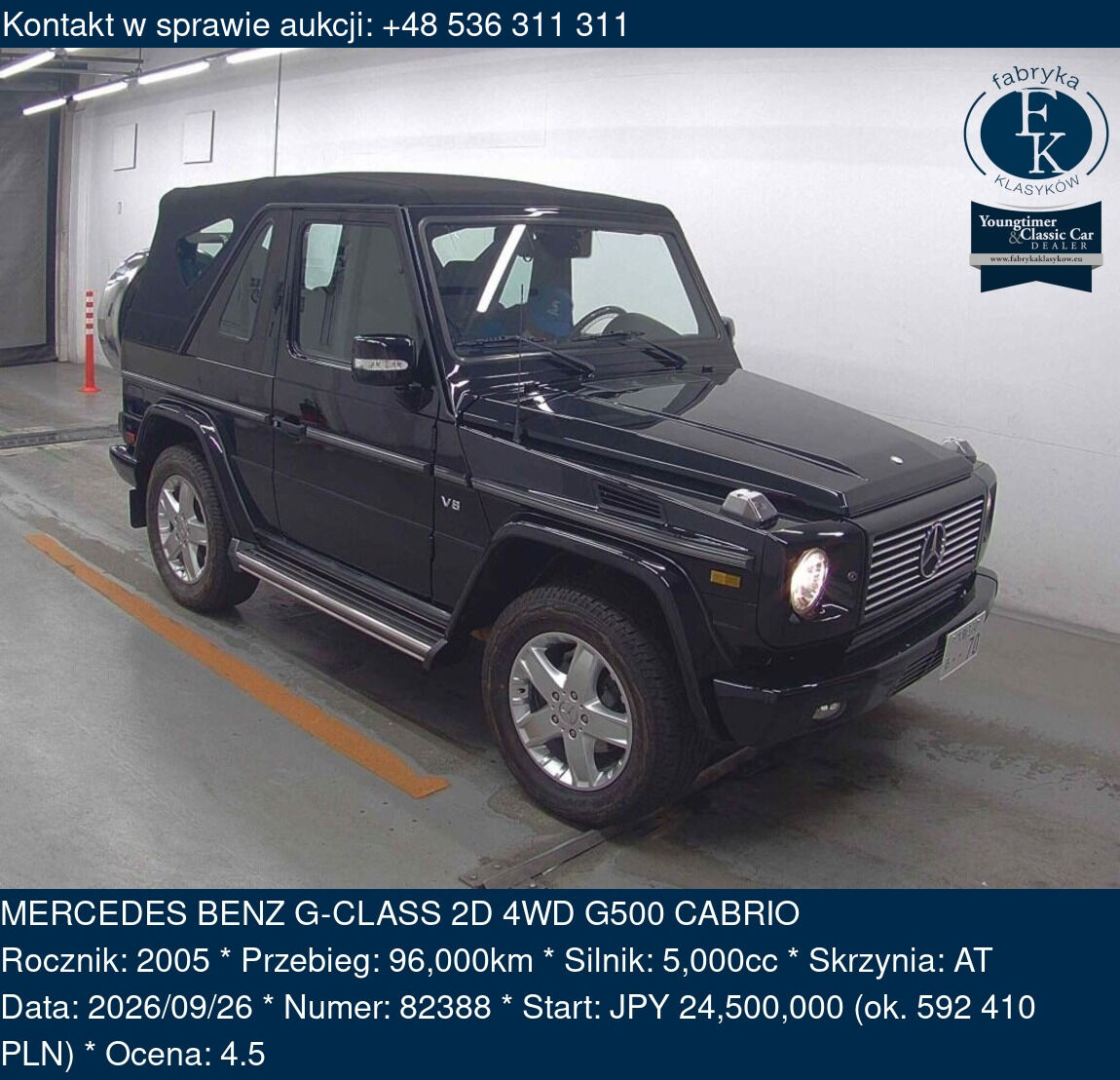 MERCEDES BENZ G-CLASS 2D 4WD G500 CABRIO 2005 - zdjęcie 2
