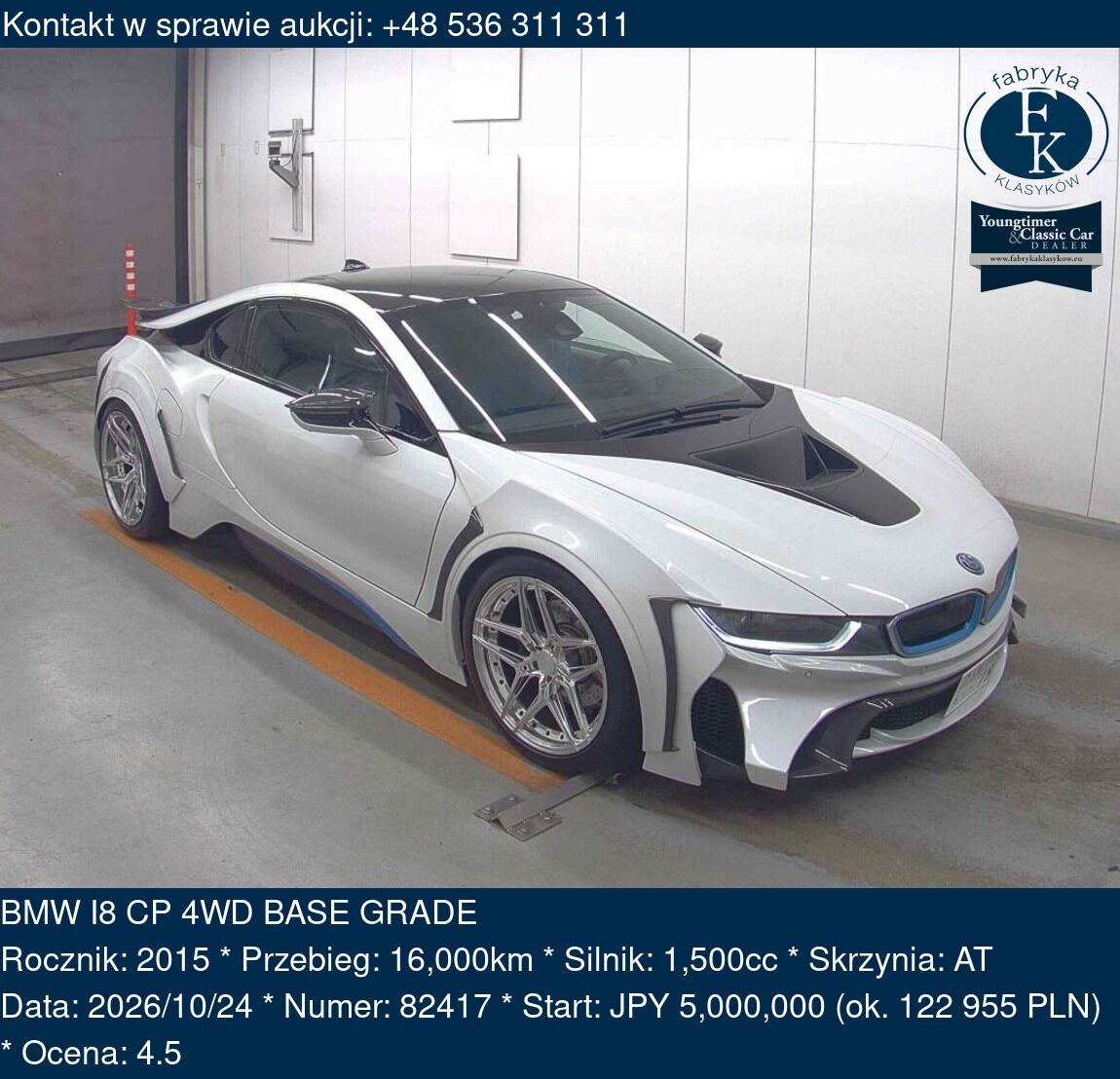 BMW I8 CP 4WD BASE GRADE 2015 - zdjęcie 2