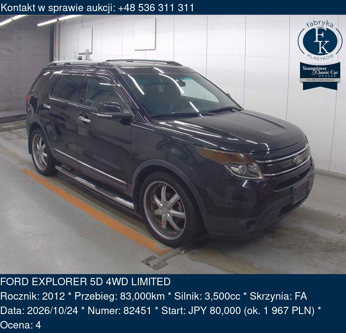 FORD EXPLORER 5D 4WD LIMITED 2012 - zdjęcie 2
