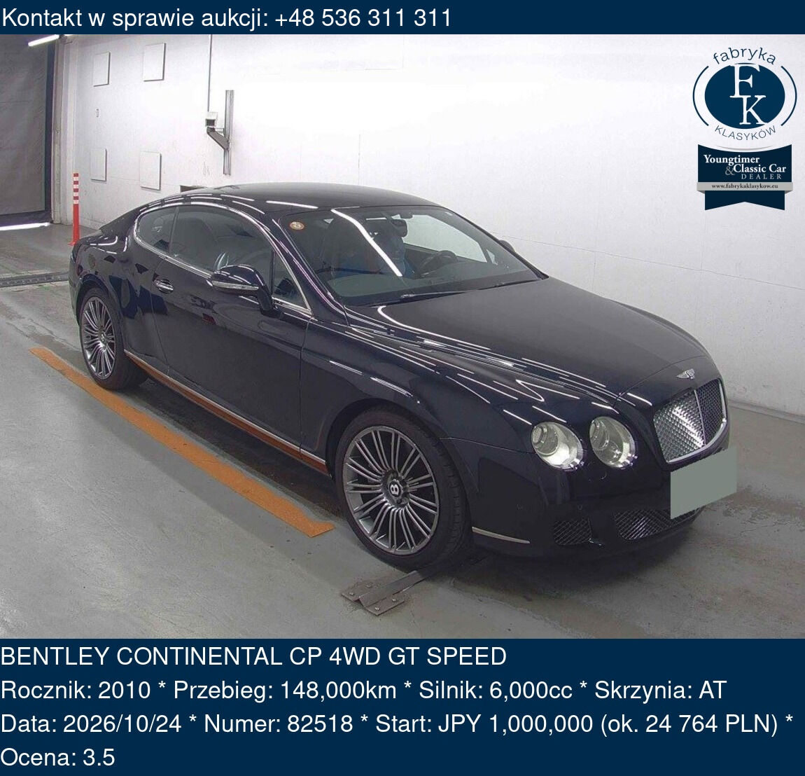 BENTLEY CONTINENTAL CP 4WD GT SPEED 2010 - zdjęcie 2