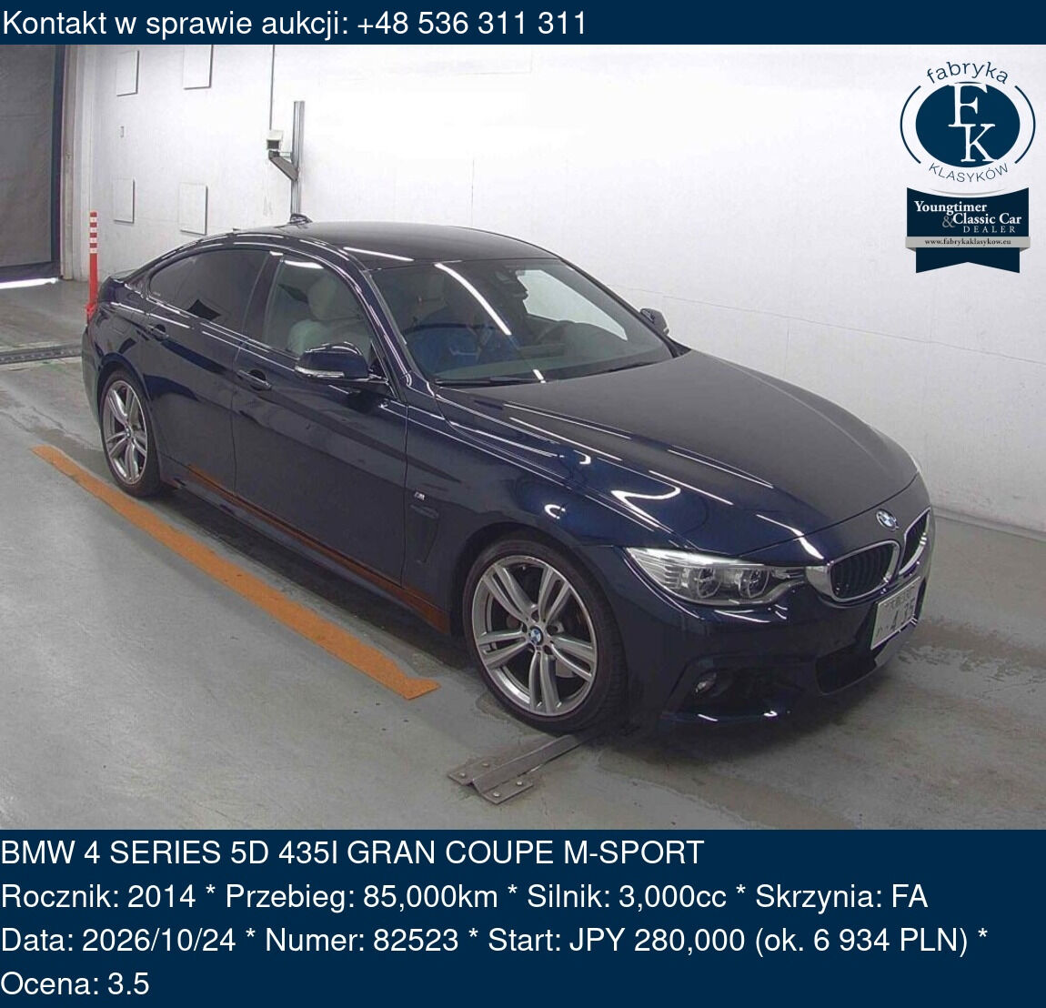 BMW 4 SERIES 5D 435I GRAN COUPE M-SPORT 2014 - zdjęcie 2