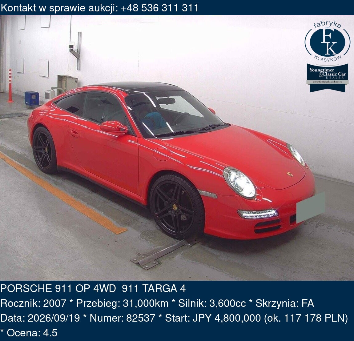 PORSCHE 911 OP 4WD 911 TARGA 4 2007 - zdjęcie 2
