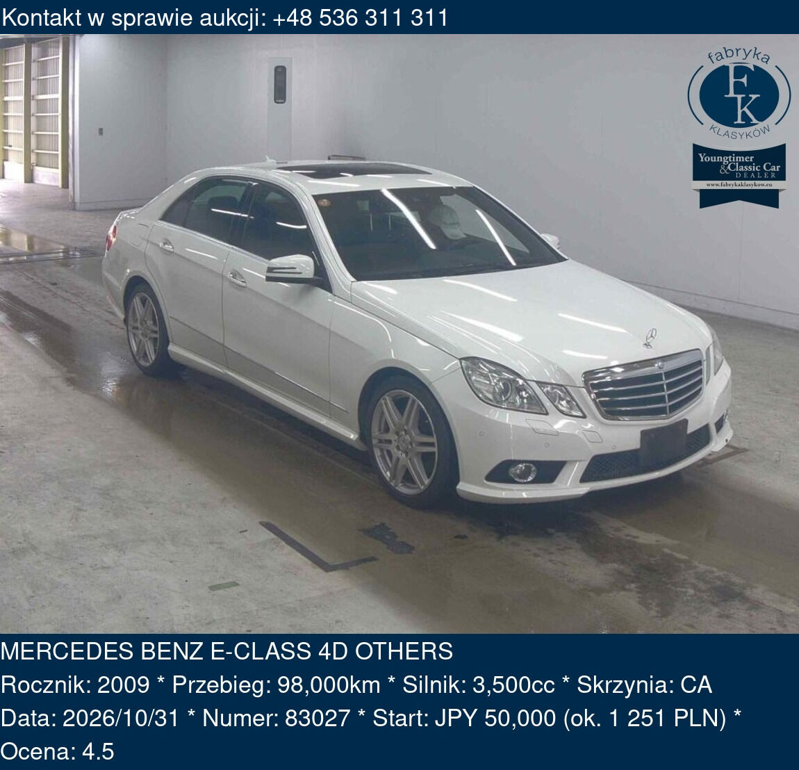 MERCEDES BENZ E-CLASS 4D OTHERS 2009 - zdjęcie 2