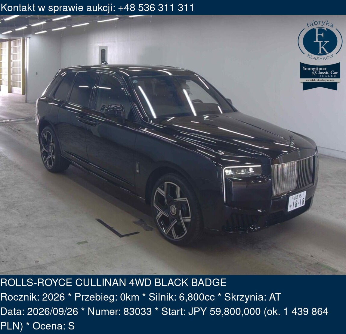 ROLLS-ROYCE CULLINAN 4WD BLACK BADGE 2026 - zdjęcie 2