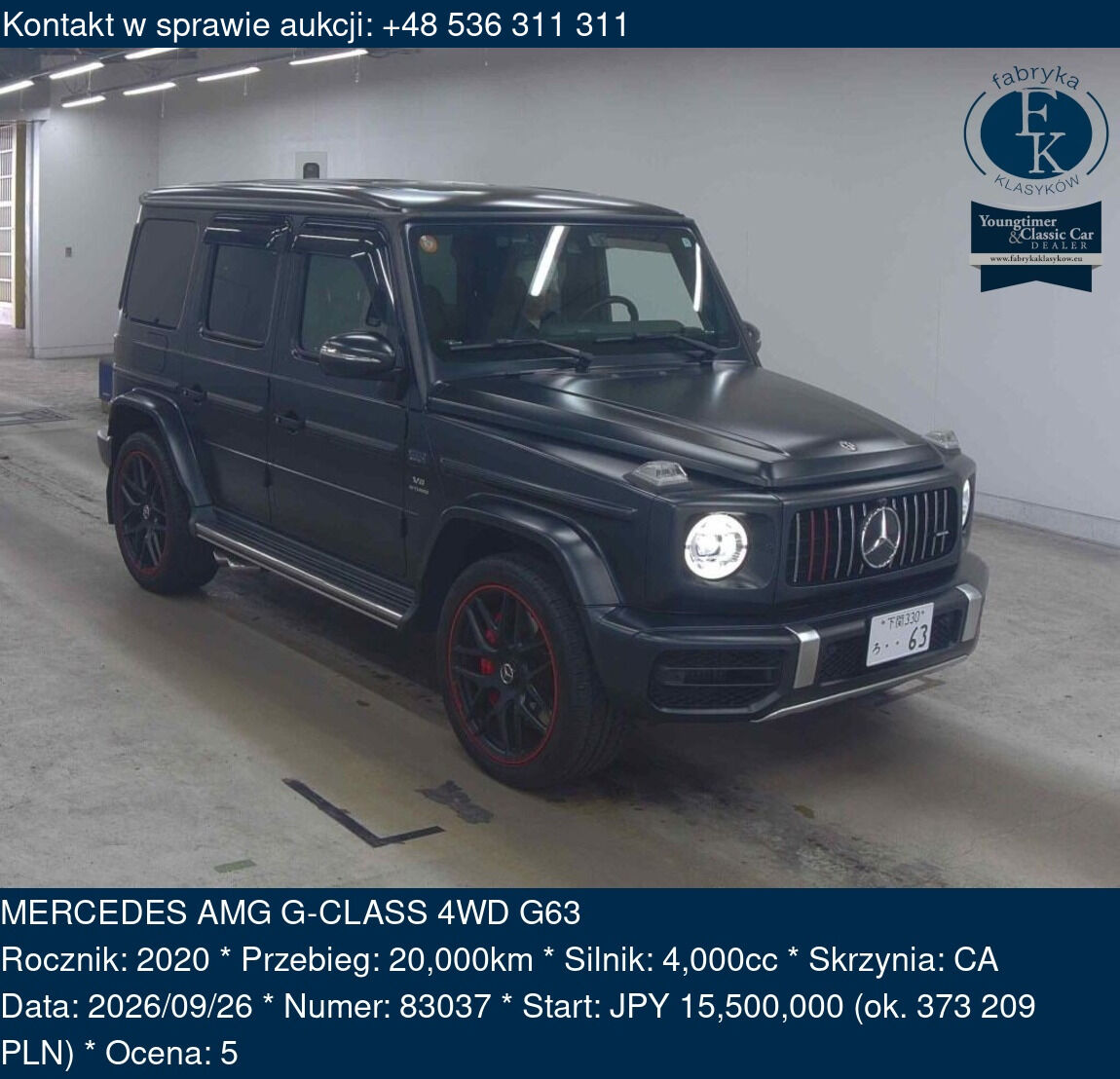 MERCEDES AMG G-CLASS 4WD G63 2020 - zdjęcie 2