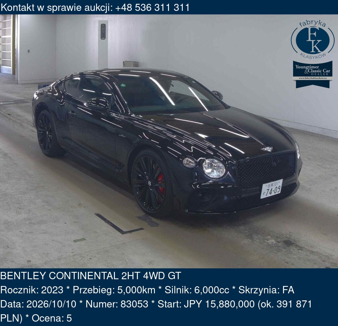 BENTLEY CONTINENTAL 2HT 4WD GT 2023 - zdjęcie 2
