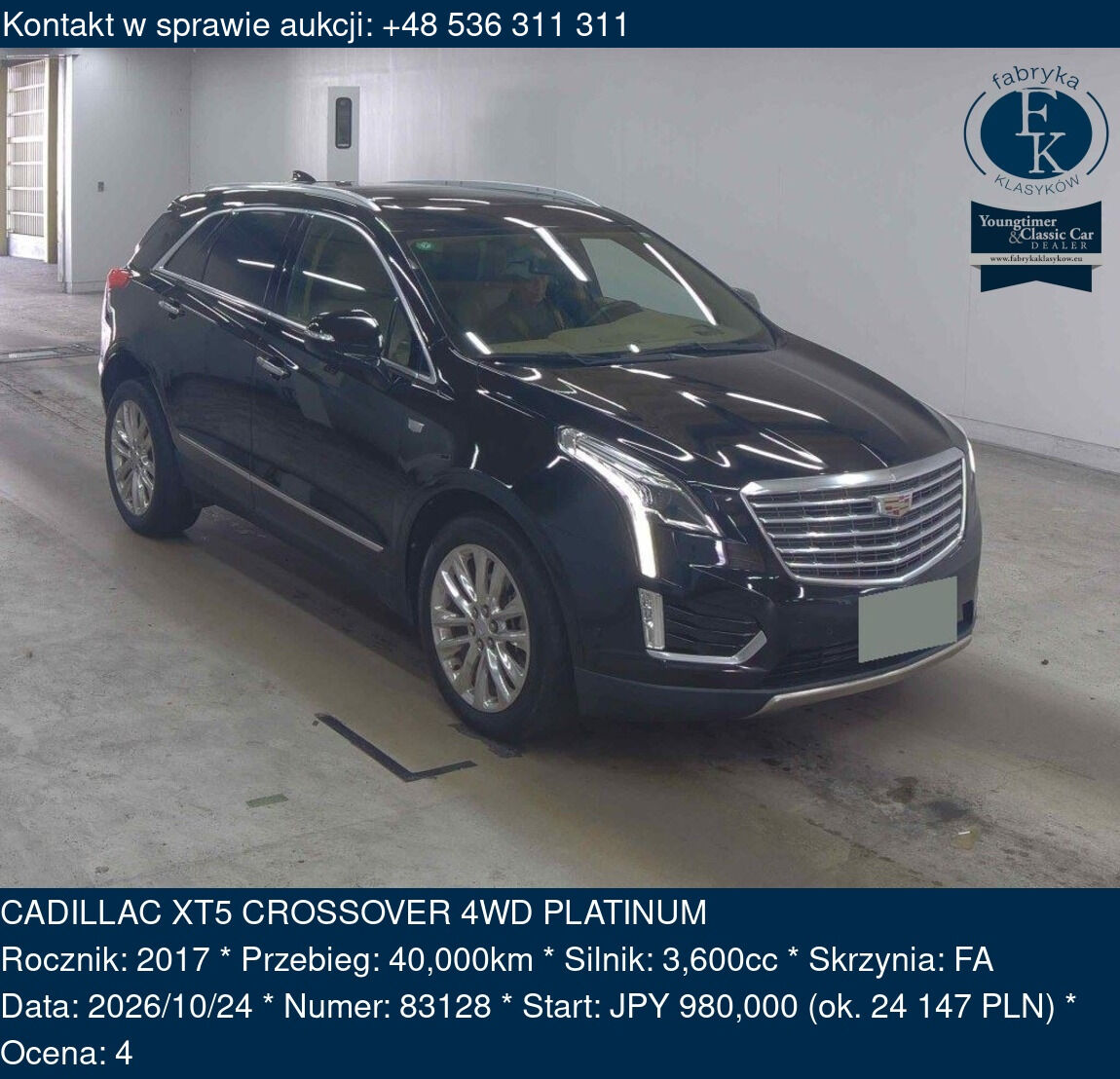 CADILLAC XT5 CROSSOVER 4WD PLATINUM 2017 - zdjęcie 2