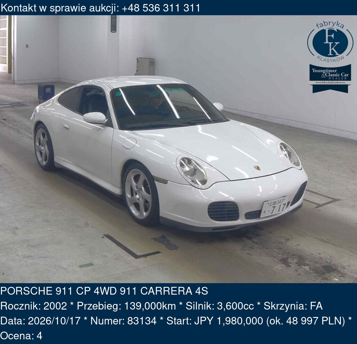PORSCHE 911 CP 4WD 911 CARRERA 4S 2002 - zdjęcie 2