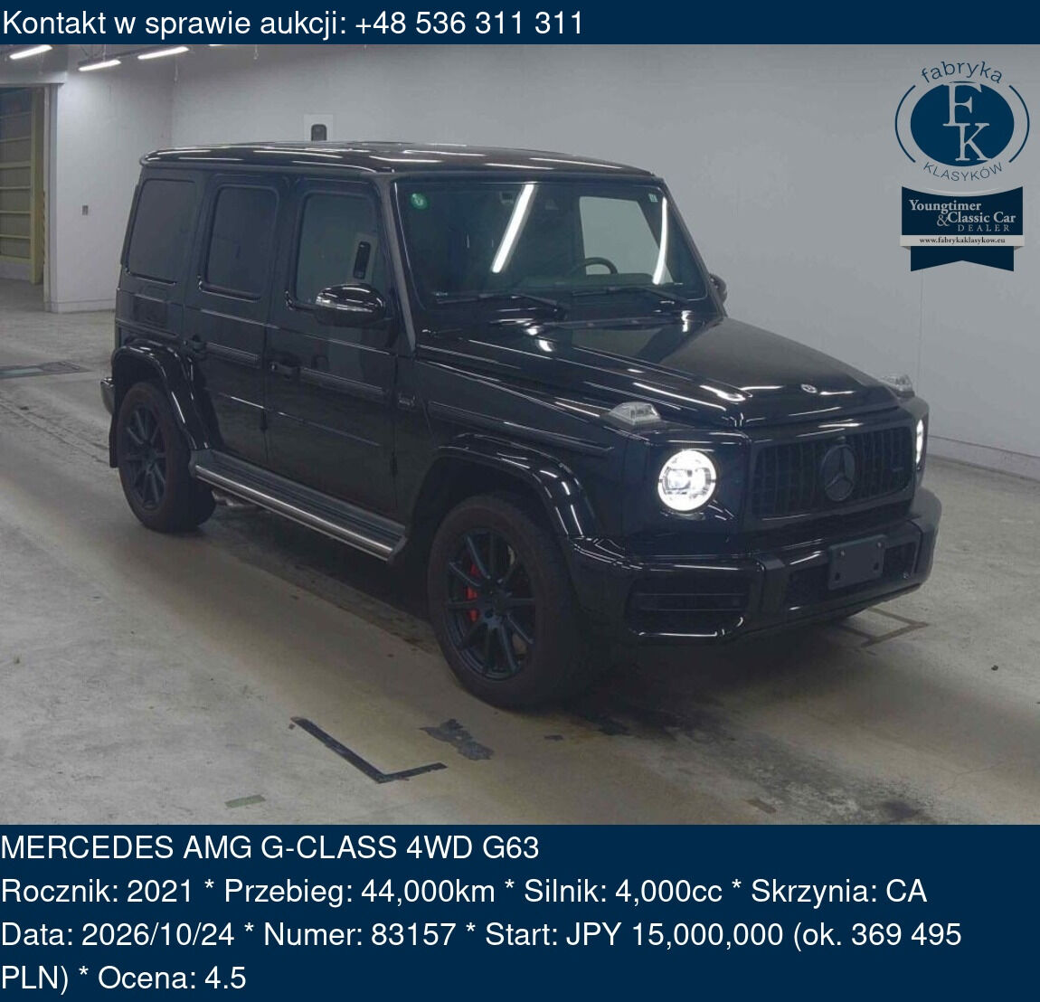 MERCEDES AMG G-CLASS 4WD G63 2021 - zdjęcie 2