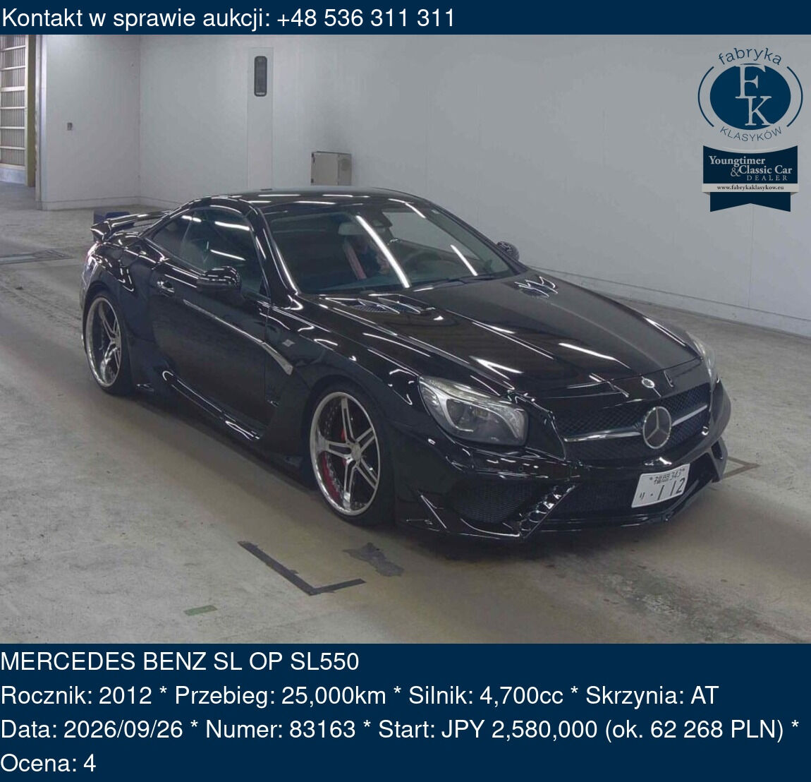 MERCEDES BENZ SL OP SL550 2012 - zdjęcie 2