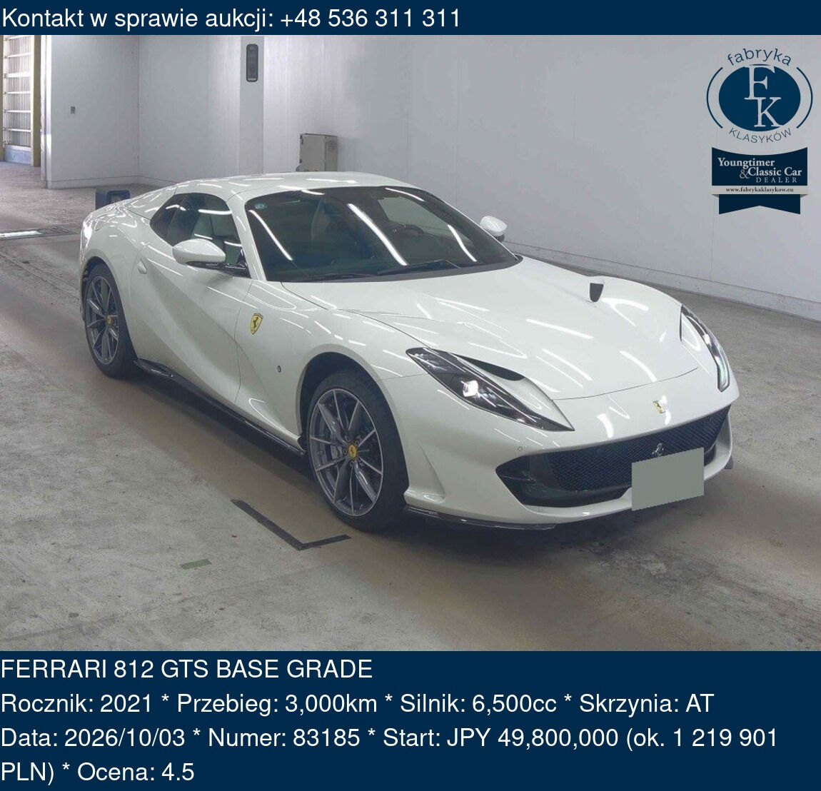 FERRARI 812 GTS BASE GRADE 2021 - zdjęcie 2