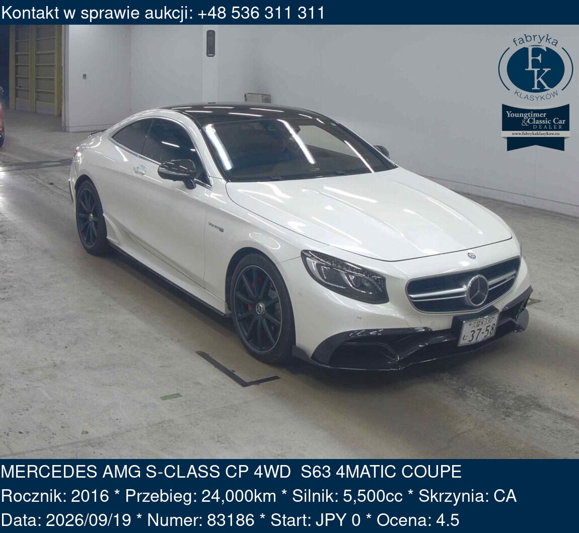 MERCEDES AMG S-CLASS CP 4WD S63 4MATIC COUPE 2016 - zdjęcie 2
