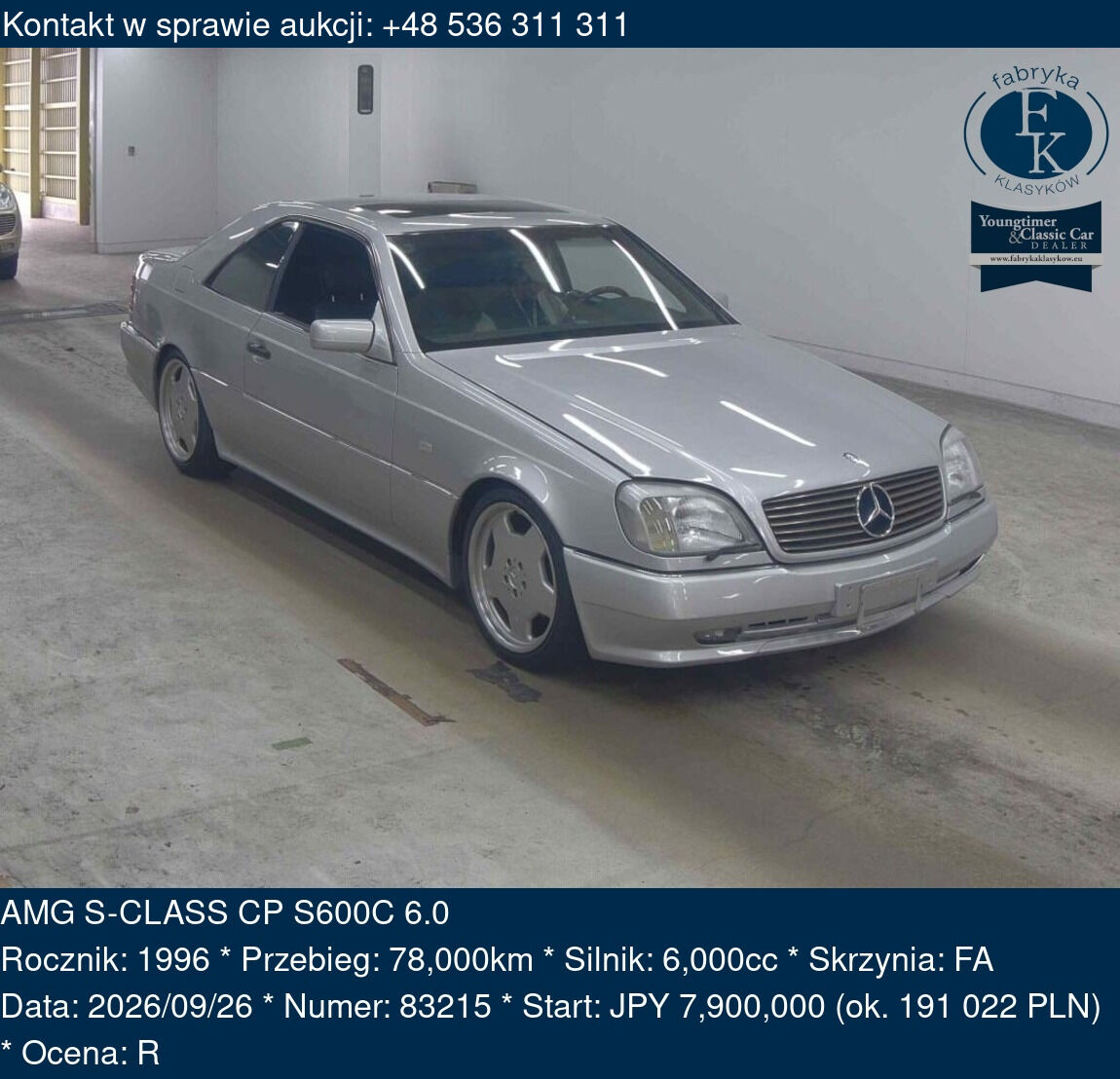 AMG S-CLASS CP S600C 6.0 1996 - zdjęcie 2