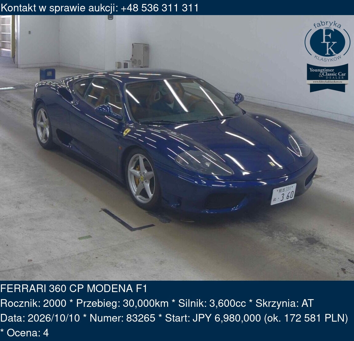 FERRARI 360 CP MODENA F1 2000 - zdjęcie 2